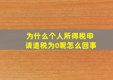 为什么个人所得税申请退税为0呢怎么回事