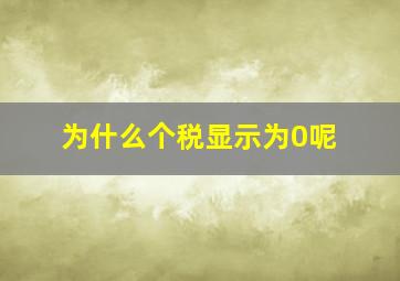 为什么个税显示为0呢