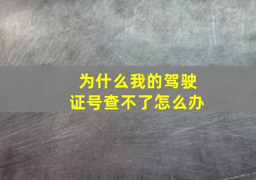 为什么我的驾驶证号查不了怎么办