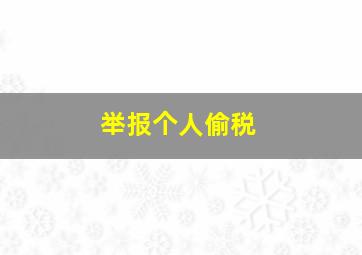 举报个人偷税