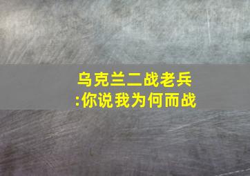 乌克兰二战老兵:你说我为何而战