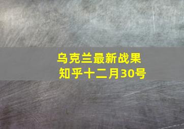 乌克兰最新战果知乎十二月30号