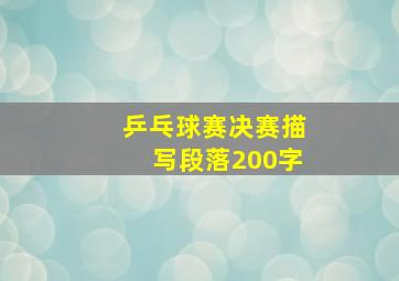 乒乓球赛决赛描写段落200字