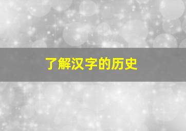 了解汉字的历史