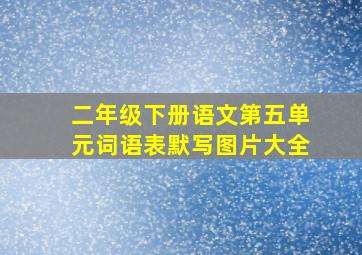 二年级下册语文第五单元词语表默写图片大全