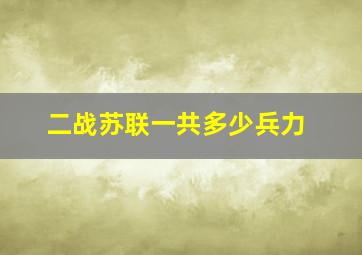 二战苏联一共多少兵力