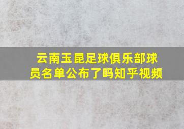 云南玉昆足球俱乐部球员名单公布了吗知乎视频