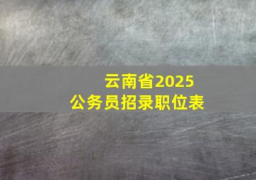 云南省2025公务员招录职位表