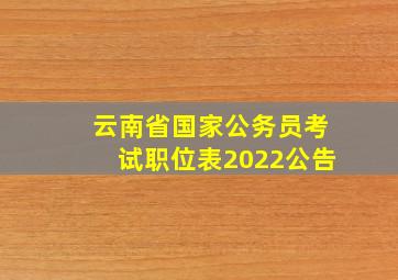 云南省国家公务员考试职位表2022公告