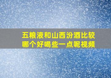 五粮液和山西汾酒比较哪个好喝些一点呢视频