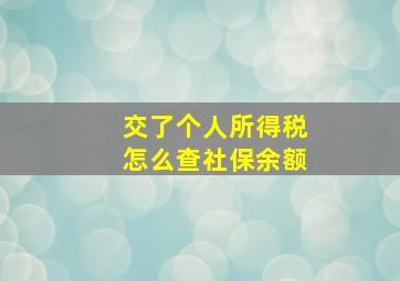 交了个人所得税怎么查社保余额