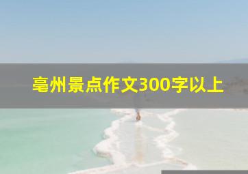 亳州景点作文300字以上