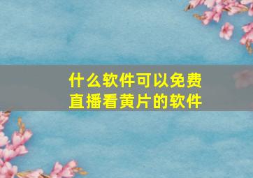 什么软件可以免费直播看黄片的软件