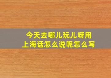 今天去哪儿玩儿呀用上海话怎么说呢怎么写