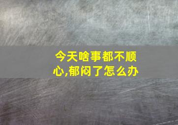 今天啥事都不顺心,郁闷了怎么办