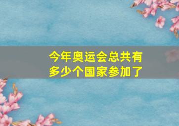 今年奥运会总共有多少个国家参加了