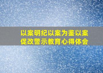 以案明纪以案为鉴以案促改警示教育心得体会