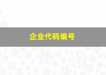 企业代码编号