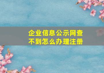 企业信息公示网查不到怎么办理注册