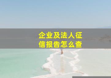 企业及法人征信报告怎么查