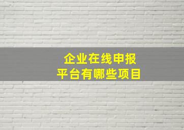 企业在线申报平台有哪些项目