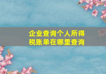 企业查询个人所得税账单在哪里查询