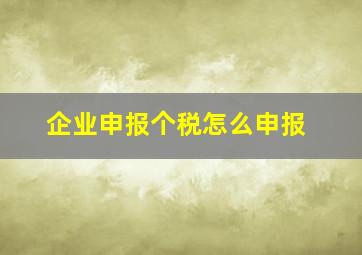 企业申报个税怎么申报