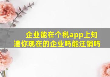 企业能在个税app上知道你现在的企业吗能注销吗