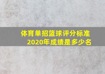 体育单招篮球评分标准2020年成绩是多少名