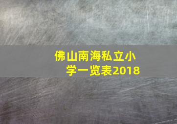 佛山南海私立小学一览表2018