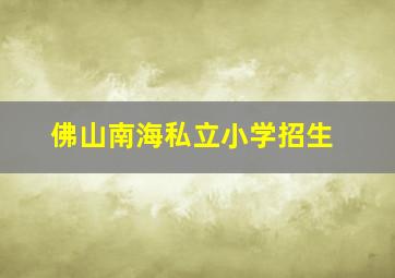 佛山南海私立小学招生