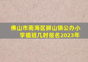 佛山市南海区狮山镇公办小学插班几时报名2023年