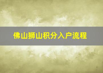 佛山狮山积分入户流程