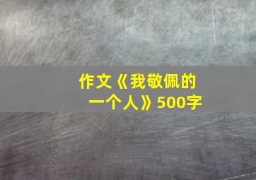 作文《我敬佩的一个人》500字