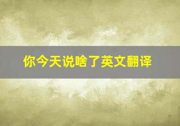 你今天说啥了英文翻译