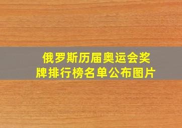 俄罗斯历届奥运会奖牌排行榜名单公布图片