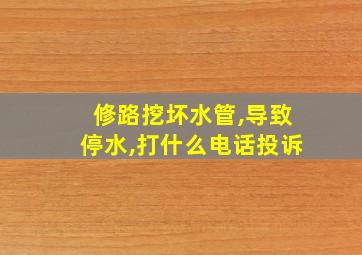 修路挖坏水管,导致停水,打什么电话投诉