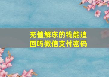 充值解冻的钱能追回吗微信支付密码