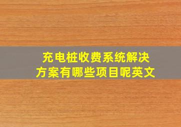 充电桩收费系统解决方案有哪些项目呢英文