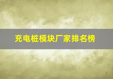 充电桩模块厂家排名榜