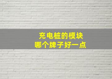 充电桩的模块哪个牌子好一点