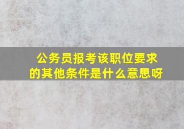 公务员报考该职位要求的其他条件是什么意思呀