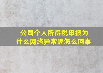 公司个人所得税申报为什么网络异常呢怎么回事