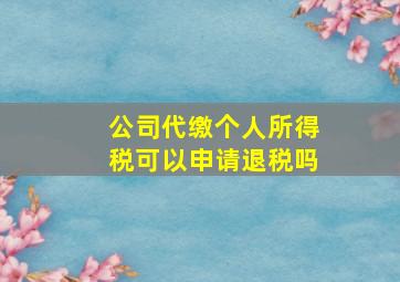 公司代缴个人所得税可以申请退税吗