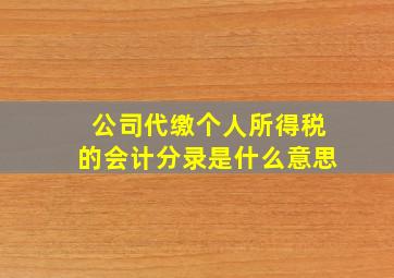 公司代缴个人所得税的会计分录是什么意思