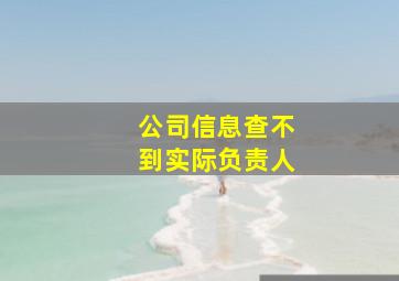 公司信息查不到实际负责人