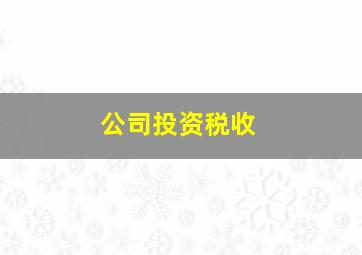 公司投资税收