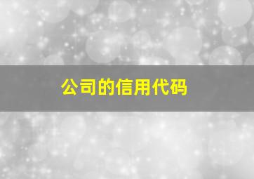 公司的信用代码