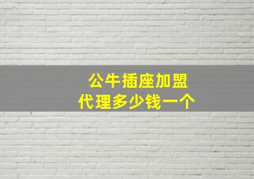 公牛插座加盟代理多少钱一个