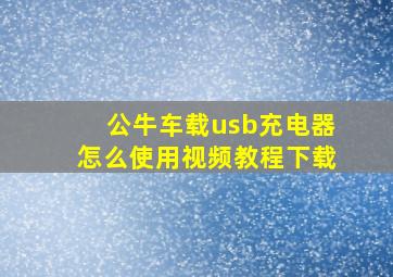 公牛车载usb充电器怎么使用视频教程下载